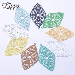 30pcs/lot AB7281 43*25 Brass Filigree Charms Colorful Pendant Jewelry Earring Materials Suitable for DIY Earrings