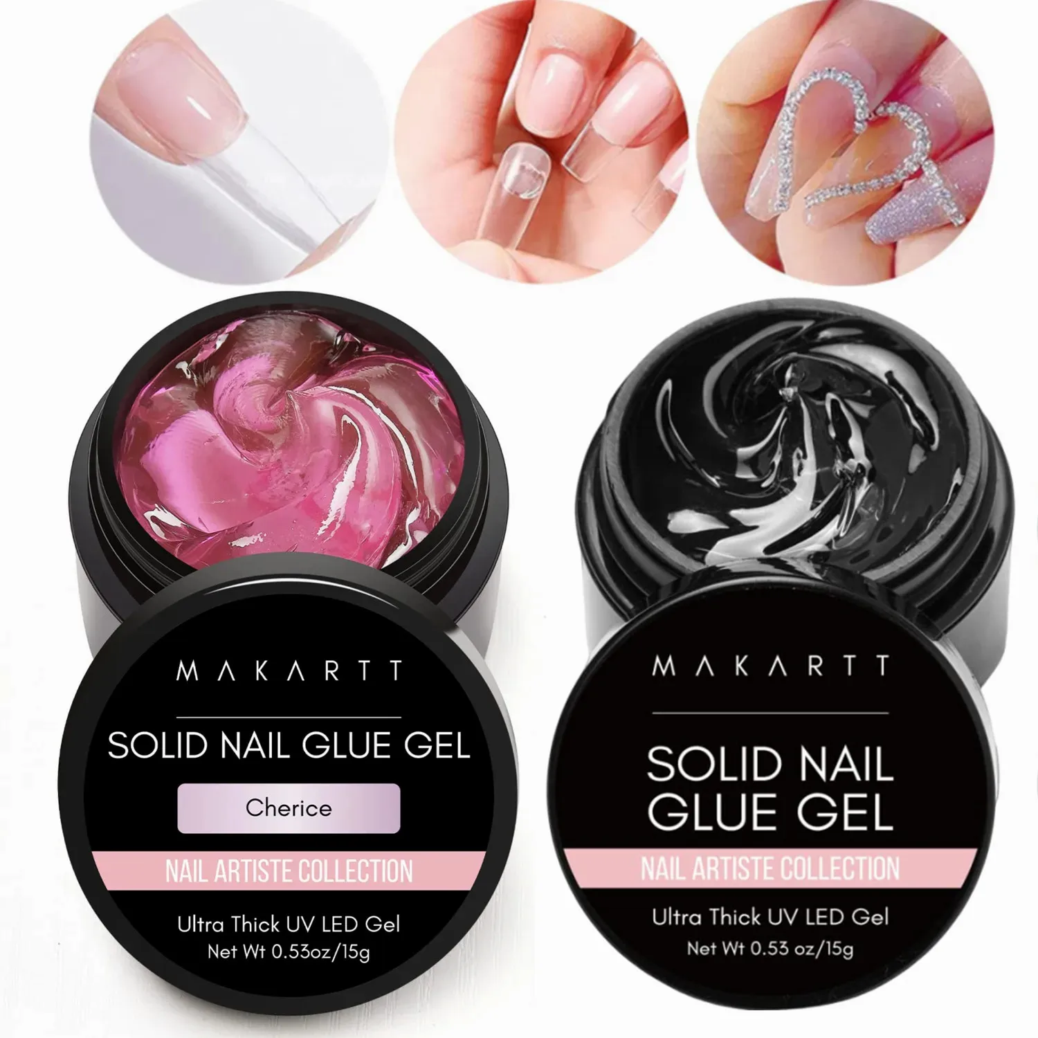 

Makartt Solid Nail Gel for Acrylic Nail Tips Glue Gel Curing Needed UV Cured for Press On Nails Fake Nails Solid Nail Adhesive