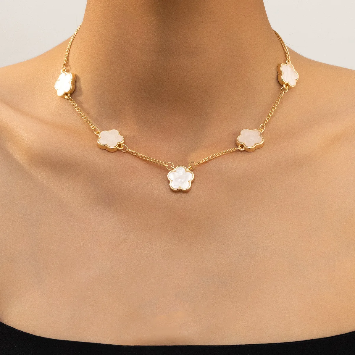 Ensemble de bijoux créatifs minimalistes pour femmes, fleur de prunier simple face, plante à cinq fleurs du cuir chevelu, cadeau de luxe, Everver