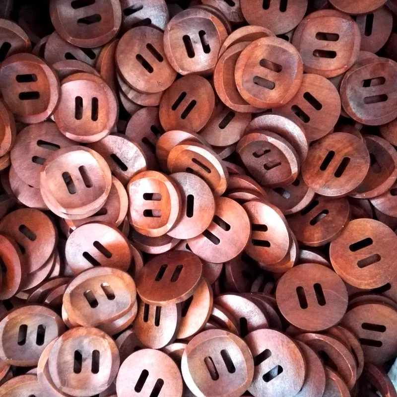 Boutons de manteau à deux yeux 20/30Mm, boutons décoratifs d'emballage de fil pour vêtements de maison, pull de costume en grain de bois naturel