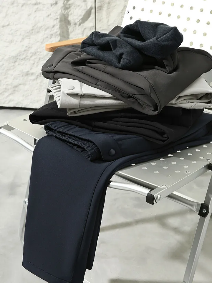 Leavo Johnson Thick Warm Fleece Men Women Straight Leg Pants Waterproof Winter Trousers Casual Straight Fit Leisure Pants