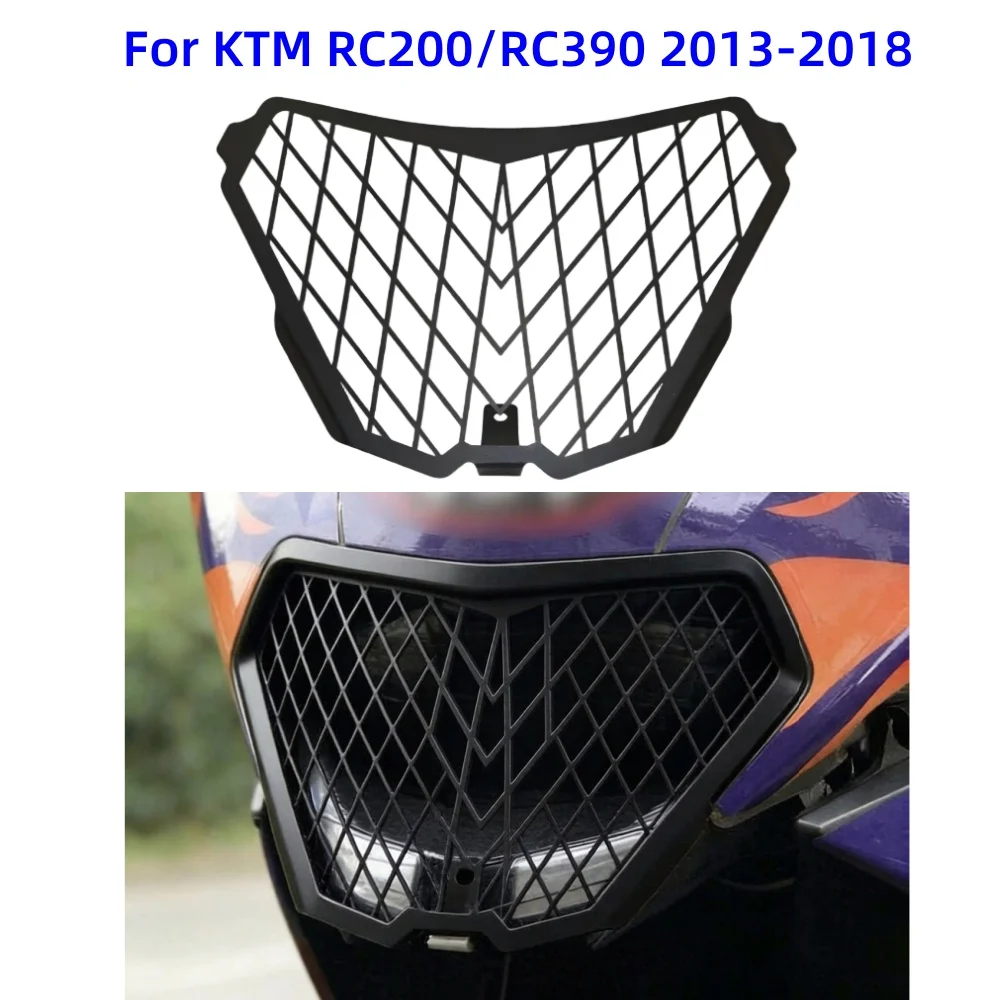 

﻿ Motorcycle Accessories Headlight Protector Guard Head light Lense Cover For K-TM RC200 RC390 2013-2018 Net Bumper Light