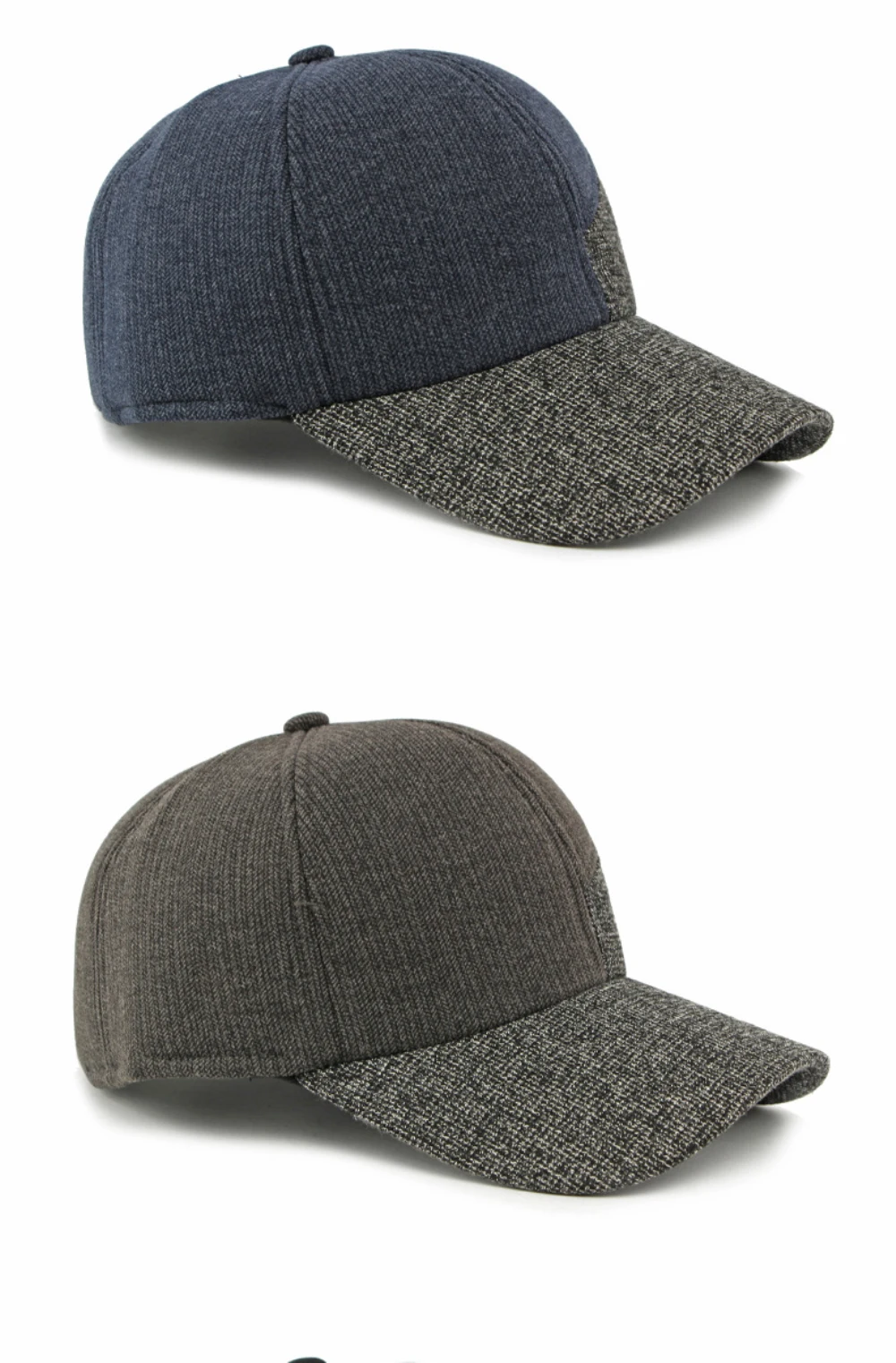 HT5011 Winter-Baseballmütze, dicke, warme, mit Fleece gefütterte Mütze für Männer und Frauen, Woll-Baseballmützen mit Ohrenklappen, verstellbare Vater- und Papa-Mütze – Detail 8