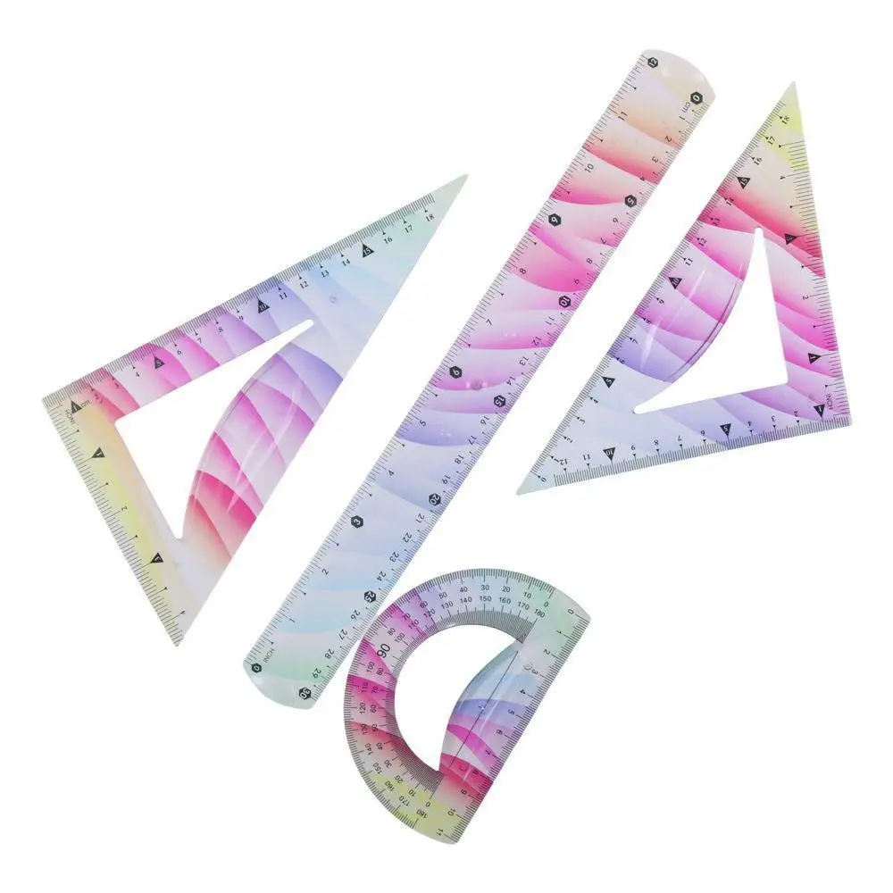 Plastic Soft Ruler Set 20/30CM Freely Bendable Straight Ruler Flexible Drawing Measuring Tools Set Square Students Use