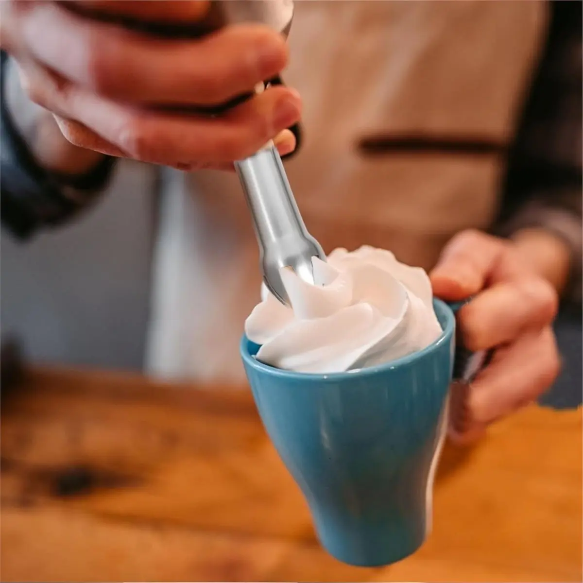 Nozzle Metal Whipped Cream Dispenser, Replacement Decorating Nozzle Set Universal, Silver, Tulip, Star Ball Opening