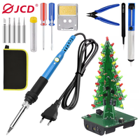 JCD 60W Soldering Iron Adjustable Temperature 220V/110V Home DIY Soldering Welding Tools with 3D Christmas Tree Assemble Kit 908