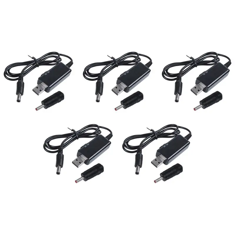 ABJN-5X USB Boost Cable 5V Step Up To 9V 12V Adjustable Voltage Converter 1A Step-Up Volt Transformer DC Power Regulator