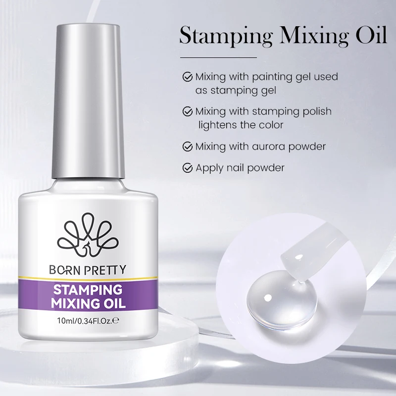 BORN PRETTY 10ml Stamping Mixing Oil Painting Gel Stamping Polish Powder Mixing And Apply Nail Powder Stamping Plate Tools image 6