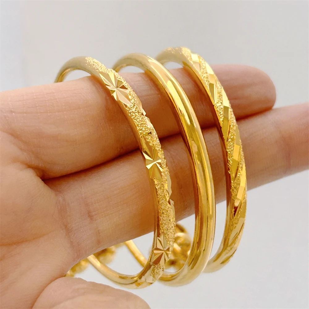 Stainless Steel Bell Bangles for Kids Girls Gold Color Rain Star Smooth Bracelets Size Adjustable Babies Jewelry Accessories