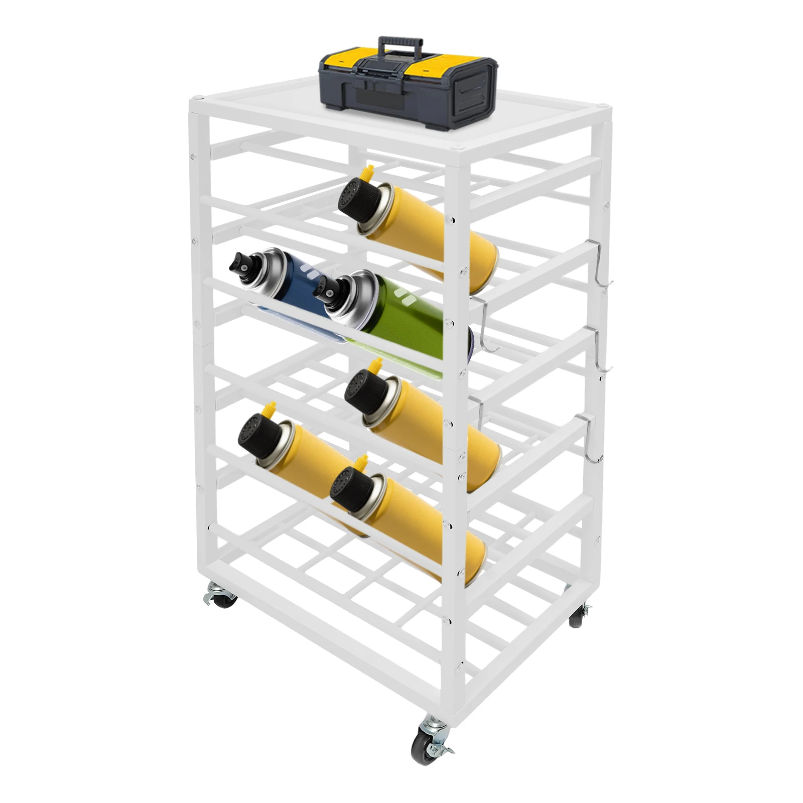 5-Level Paint Organizer Storage Rack, Paints Storage Cart, Rolling Paint Bottle Organizer Bearing 100 lbs for Gallery Garage