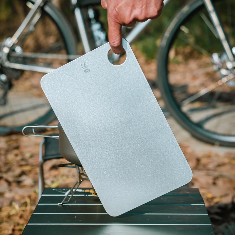 KEITH Pure Titanium Cutting Board Two Sizes Ultralight Double Sided Chopping Board with Hanging Hole for Camping Home Kitchen