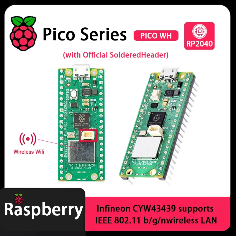 Raspberry Pi Pico Pico 2 Pico W Pico WH Pico H Pico 2 W RP2040 RP2350 Chip with Wireless WiFi Development Board,MciroPython