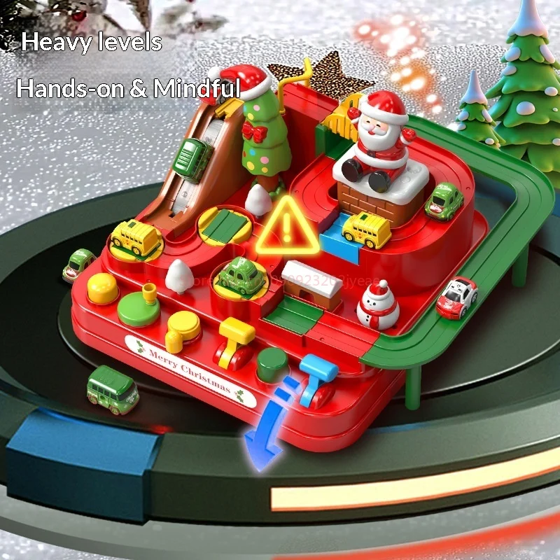 새로운 크리스마스 모험 어린이 퍼즐 레일카 장난감 아기 지능 개발 남성용 주차장