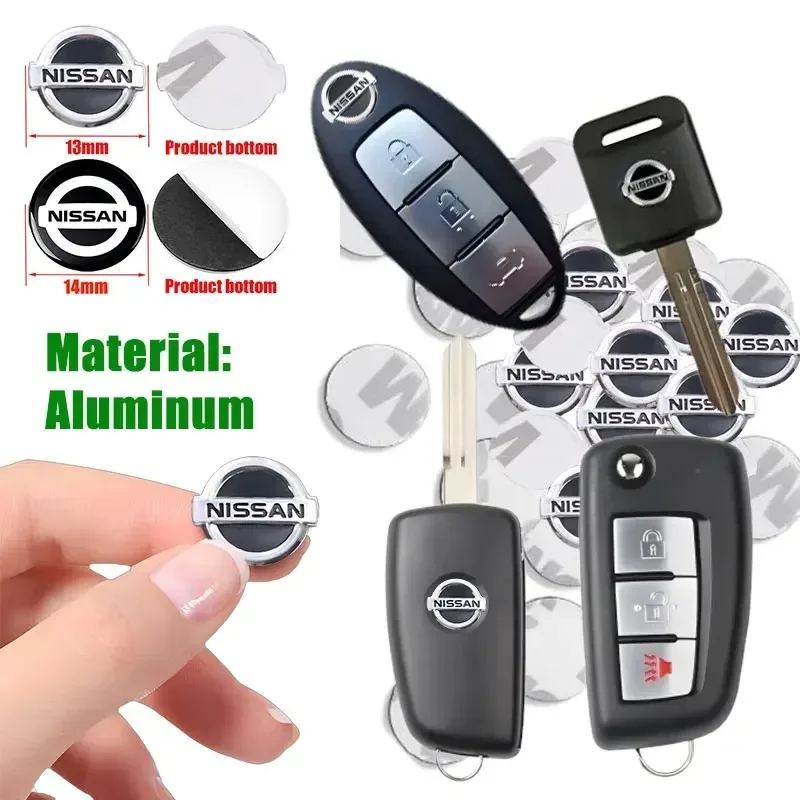 Emblemas de Repuesto para Llaves de Coche de 13/14 mm, Adhesivos para Llaves de Coche Compatibles con Nissan Magnite, Qashqai, Ariya, X-Trail/Rogue, Kicks, Versa, Sentra