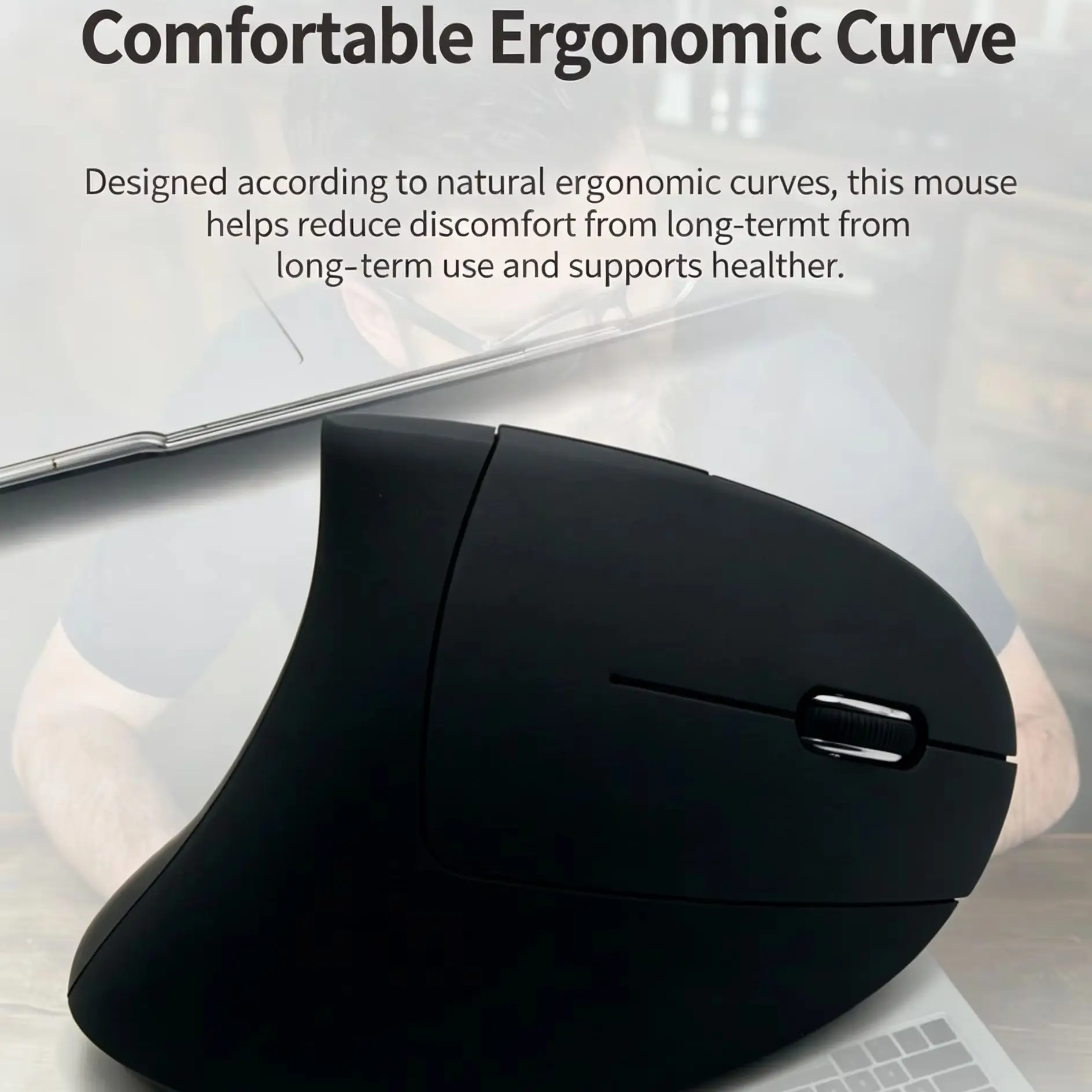 2.4GHz Wireless Ergonomic Design Vertical Optical Mouse 6-Buttons DPI Adjustable Office Slient Click Mouse For  PC Computer