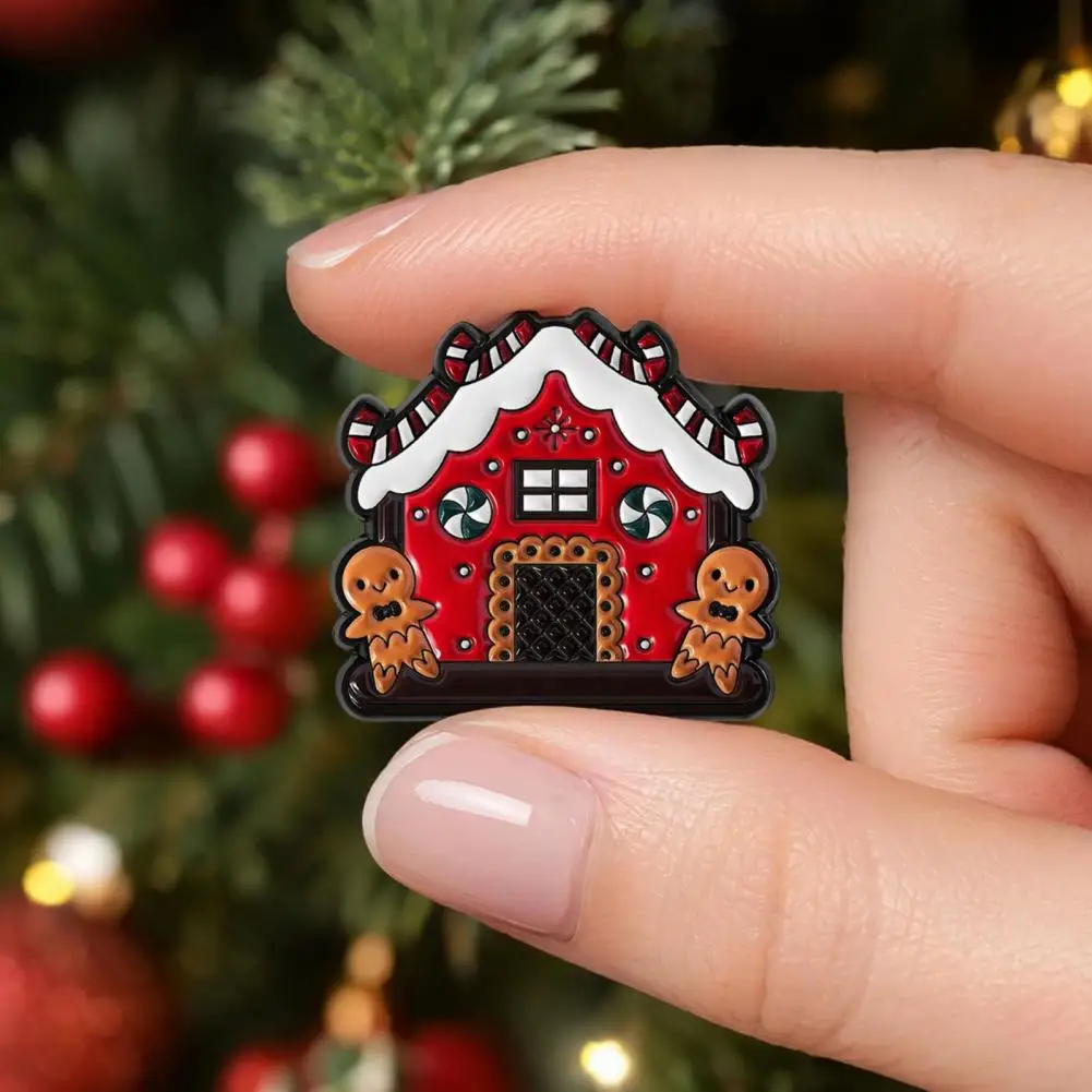 Non-damaging Clothing Pin Enamel Brooch Gingerbread Man Brooch Pin Enamel Glaze Lapel Badge Festive Christmas Colors Accessory