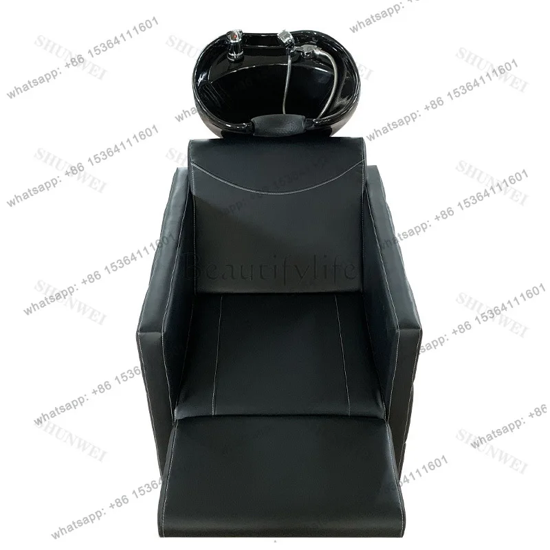 Factory Direct Sales New Ceramic Deep Basin Flushing Bed Semi-reclining Hair Salon Special Hair Bed
