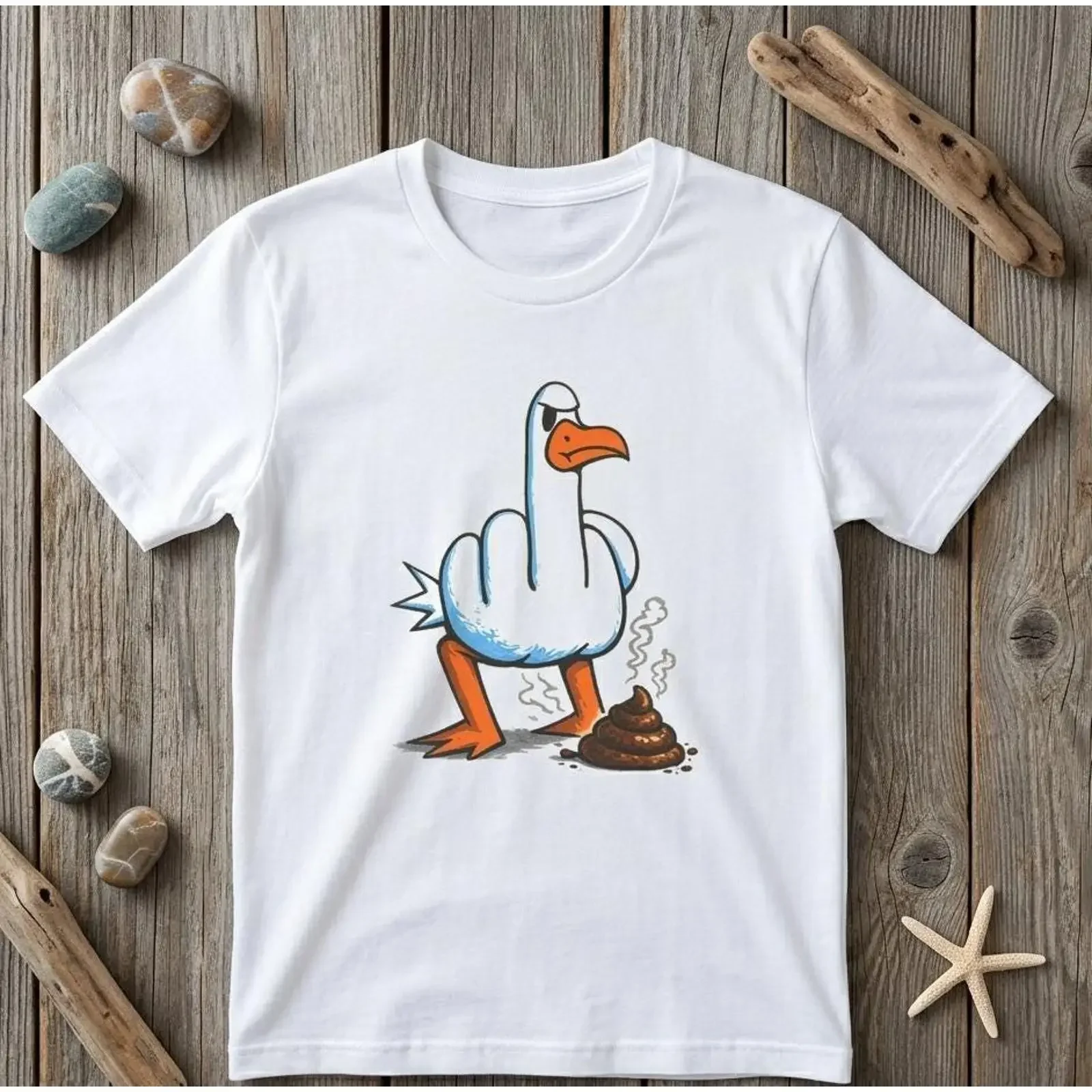 Rude Seagull T Shirt Funny Sarcastic Beach Bird Ocean Humor vintage Washed Slightly designer clothes Comfortable Versatile