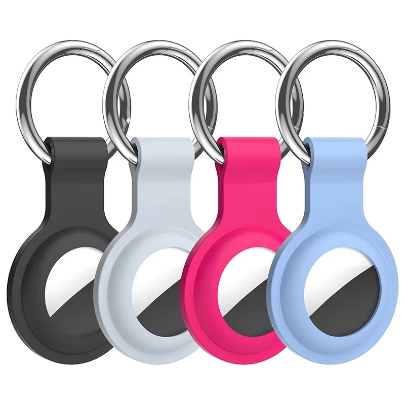

Silicone Protective Cover For Apple Air Tag Case Shock-proof Protective Cover Full Bumper Shell Case Keychain For AirTags Cover