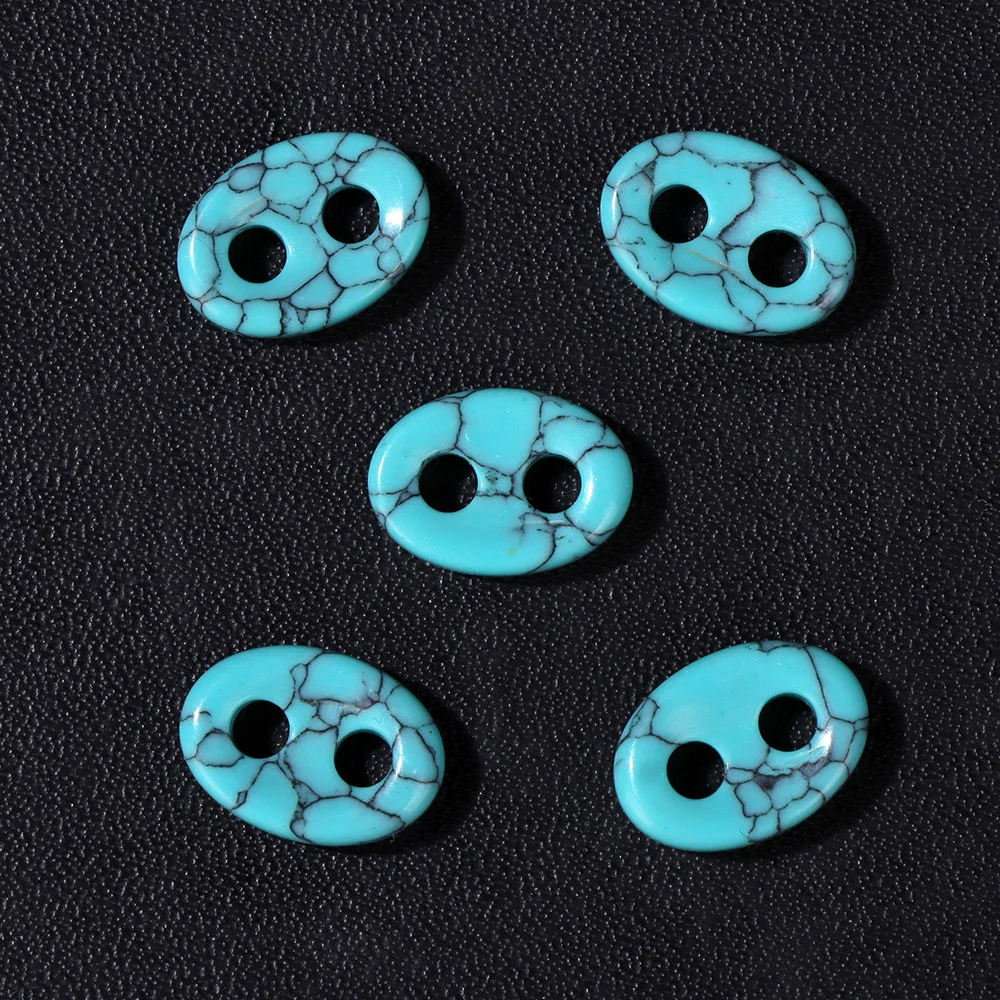 Double Hole Natural Tiger Eye Labradorite Quartz Button Beads for DIY Jewelry Making