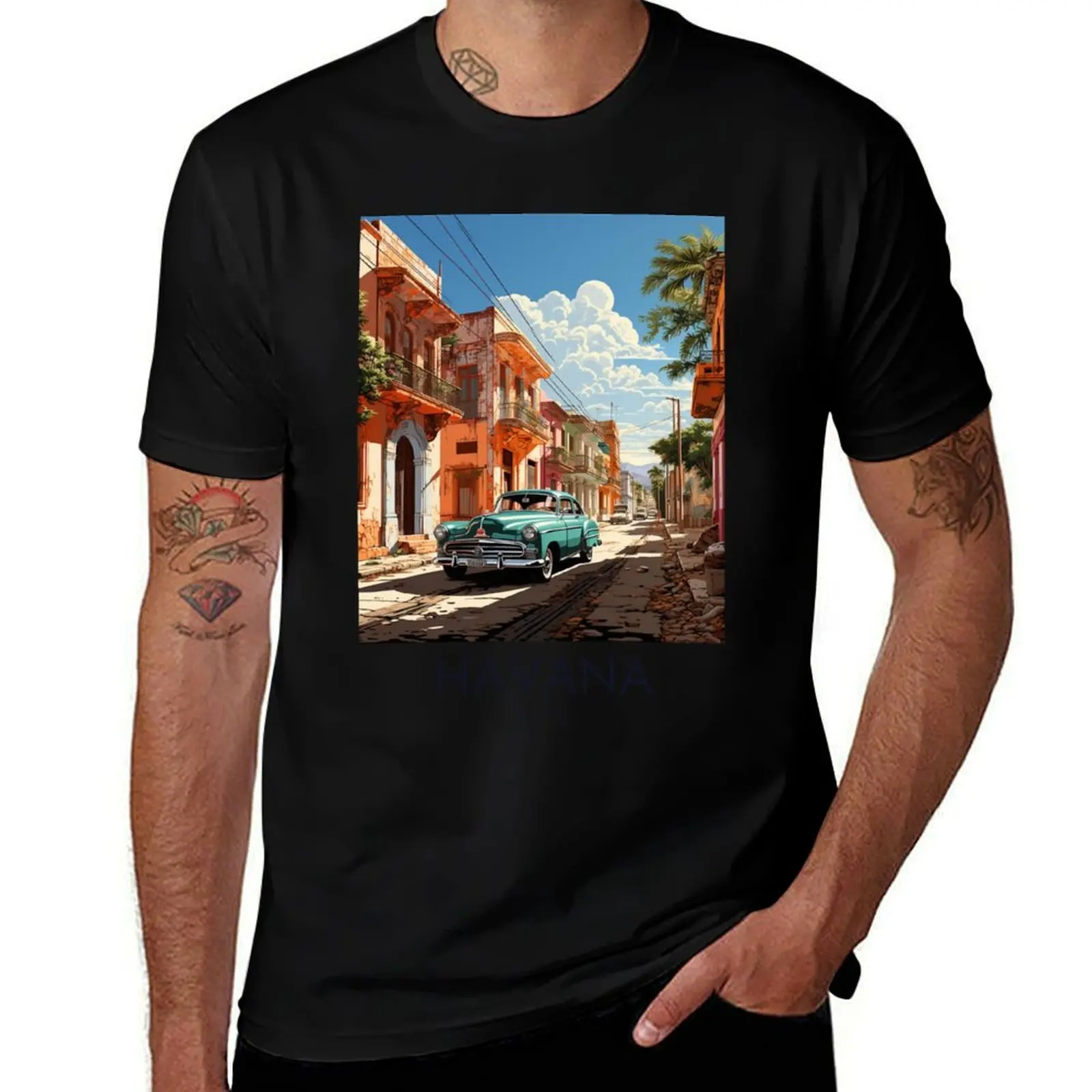 

A Pop Art Travel Print of Havana - Cuba T-Shirt cute clothes vintage tops cute tops t shirt men 100℅ cotton