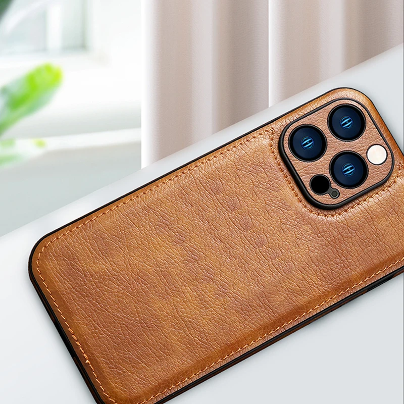 الفاخرة بلون الجلود الوفير لينة قضية الهاتف آيفون 16 برو ماكس 14 11 12 13 15 برو ماكس عدسة الكاميرا حماية الغطاء الخلفي #5