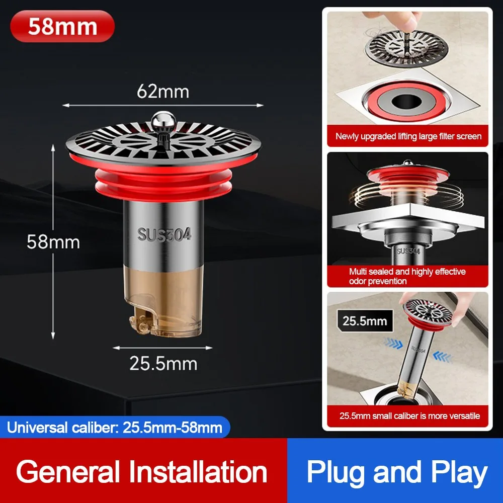 Anti Odor Floor Drain Core Easy Install Odor Control Basin Drain Filter Insect Proof Removable Seal Stopper Water Drain Supplies