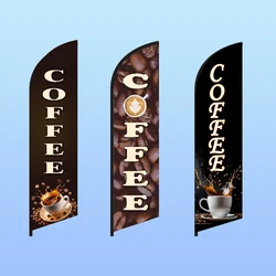 Custom Coffee Shop Design Feather Flag Advertising Decoration Beach Flag  Banner for Promotion Outdoor Indoor,Flag only