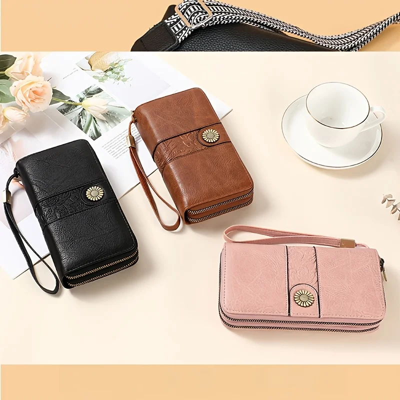 Wallet For Women RFID Blocking Clutch Long Purse Large Capacity Credit Card Holder Wristle