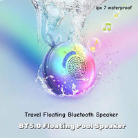 IPX7 Waterproof Shower Bluetooth Speaker Bathroom LED Colorful Pool Lights Music Stereo Sound Microphone Float Water Pool Bath