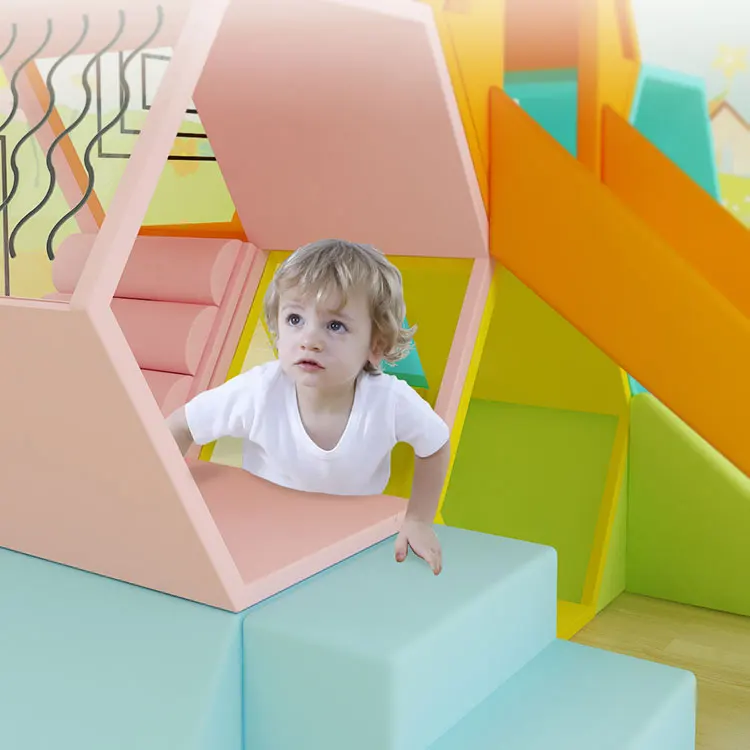 Moetry Kids Indoor Playground Soft Play Equipment with Slides PVC Coated Honeycomb Play Structure