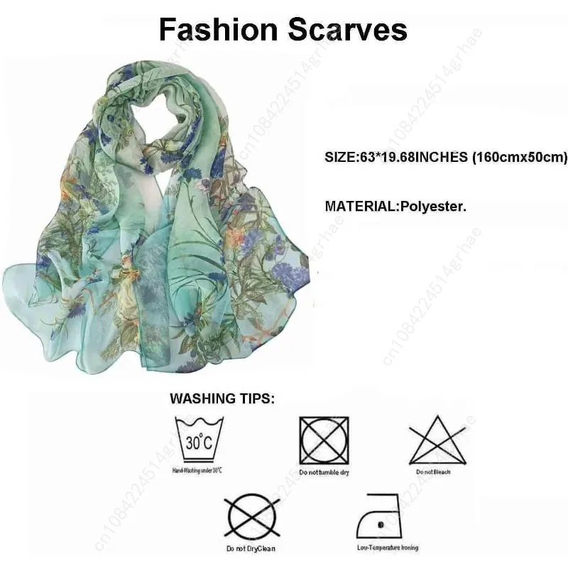 أوشحة Pokeedioty للنساء، أوشحة خفيفة الوزن، أوشحة شفافة أنيقة بنمط الأزهار