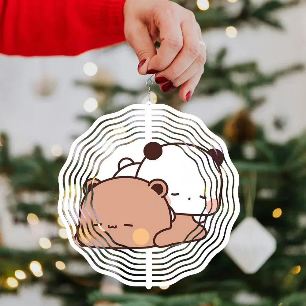 

Cute Boo Boo Toot Bear Wind Chimes 360° Rotating Rustproof Metal Dome Indoor Outdoor Garden Patio Christmas Decor