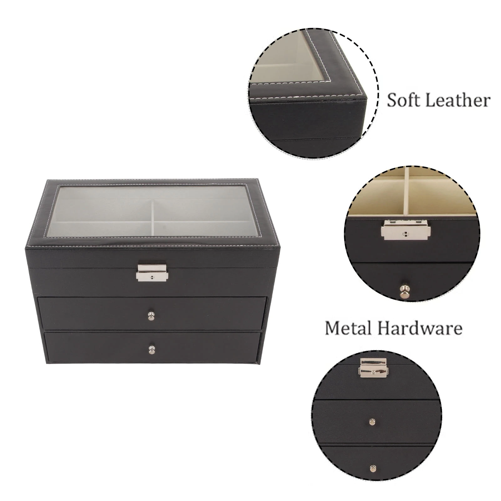 Eyeglasses Storage Box Sunglasses Organizer Multiple 18 Slot 3 Layer Eyeglasses Storage Box Display Case Eyewear Holder Drawer