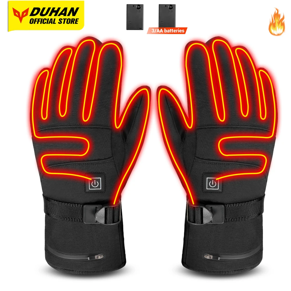 

DUHAN Motorcycle Heating Gloves Battery Powered Moto Guantes Winter Waterproof Riding Gloves Outdoor Keep Warm Guantes Para Moto