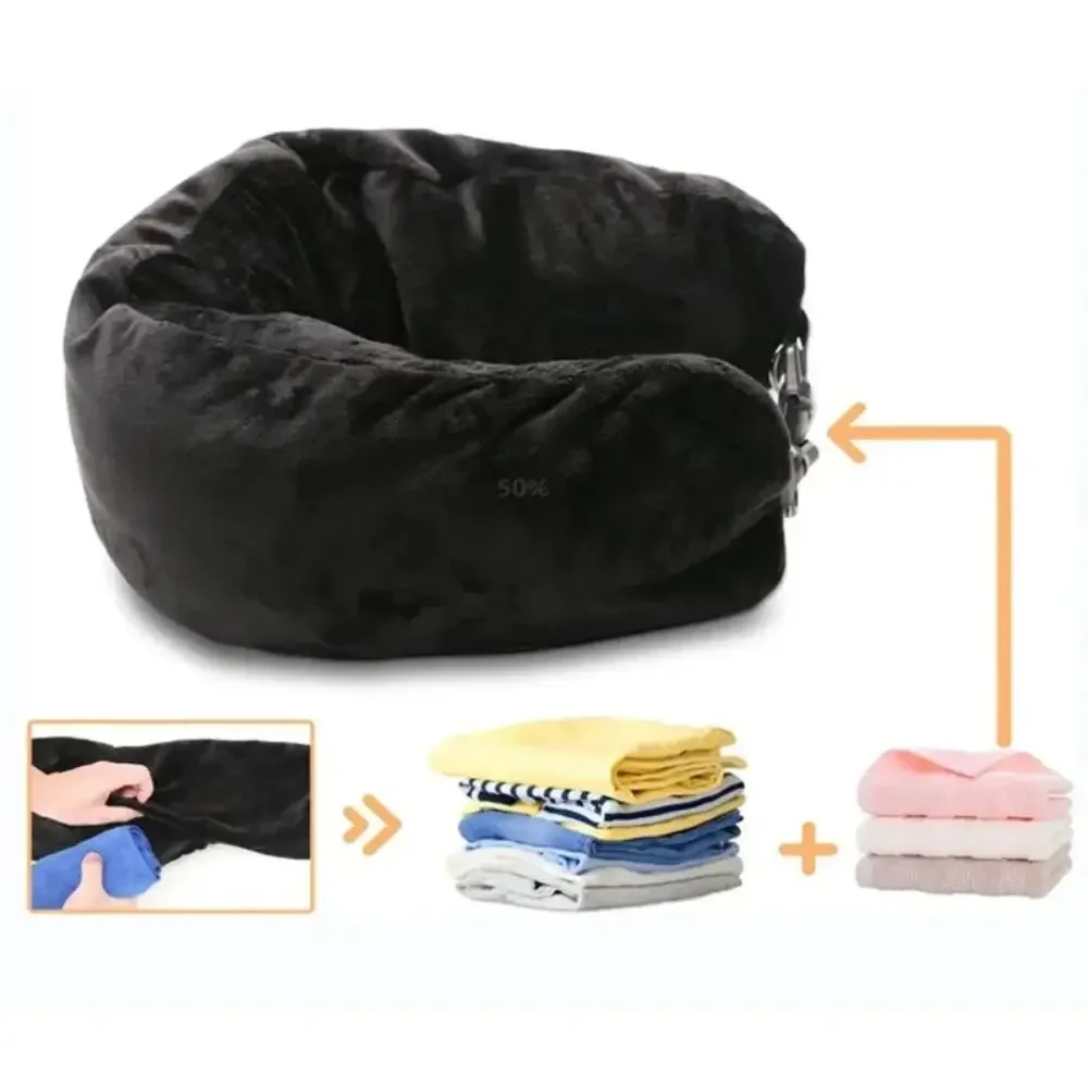 

충전식 여행 목 베개 물건, 옷 베개 케이스 보관 가방, 라이크라 원단 방수 휴대 휴대용 여행 가