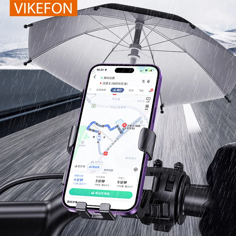 VIKEFON Motorcycle Bicycle Mobile Phone Holder Stand Electric Vehicle Scooter Cycling Mountain Phone Handlebar Mount For iPhone