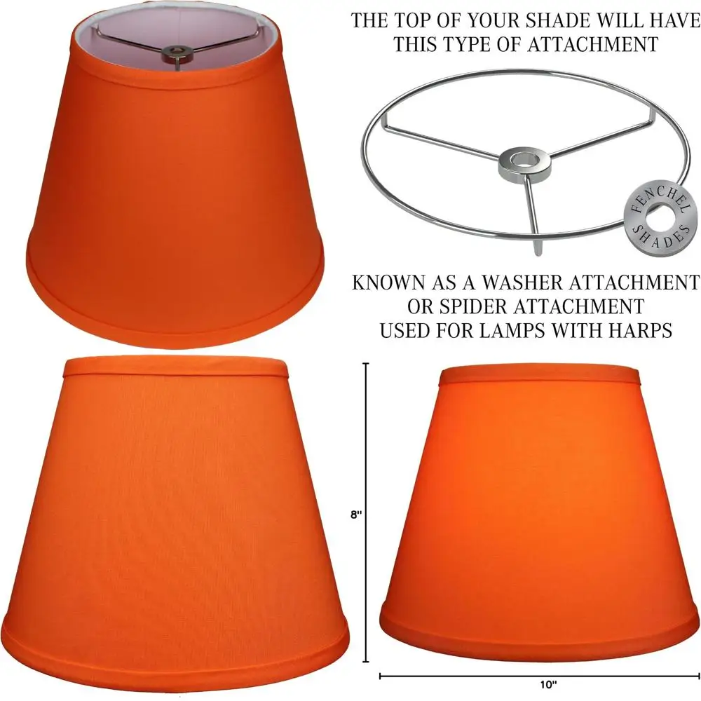 عاكس الضوء الدائري 6 أعلى × 10 قطر سفلي، 8 ارتفاع مائل، مرفق عنكبوت 0.4 قطر، مناسب لتركيبات الإضاءة المختلفة
