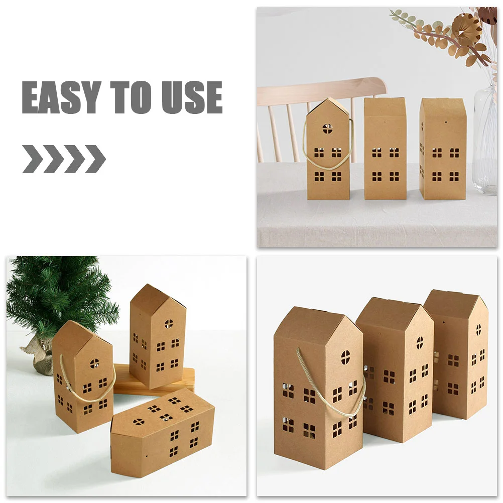 10 Pcs Handheld Candy Gift Boxes Elegant House Shaped Paper Containers Christmas Wedding Party Favor Creative Packaging Special