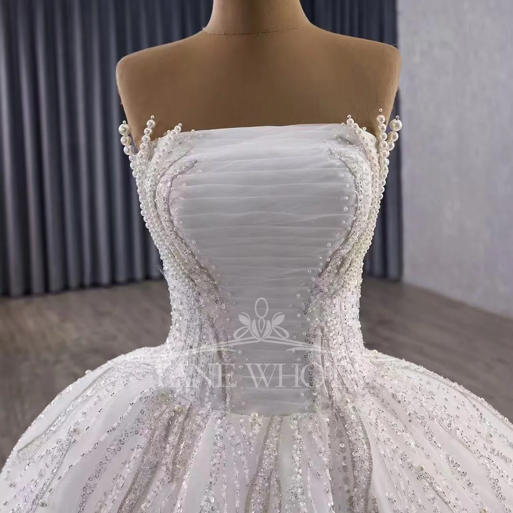 Роскошное сексуальное свадебное платье без бретелек со шнуровкой сзади, расшитое блестками и бисером, рюшами, настраиваемое платье De Mariée для свадьбы