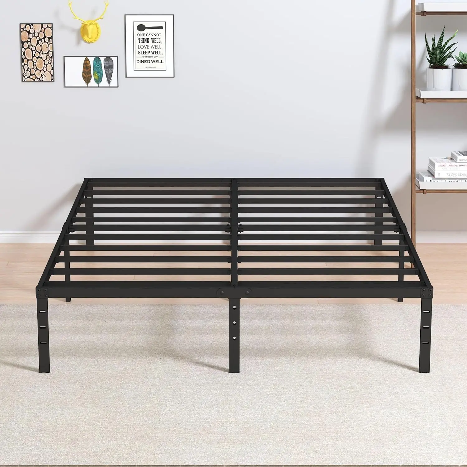 

Queen Size Metal Bed Frame, Heavy Duty Platform Supports 3000 lbs, Easy Assembly Noise Free Black