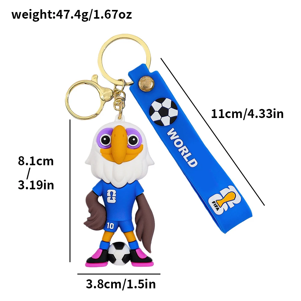 2026 Nuovo calcio IP mascotte squadra di calcio figura in PVC borsa fascino partita di calcio portachiavi souvenir per bambini e fan di Natale