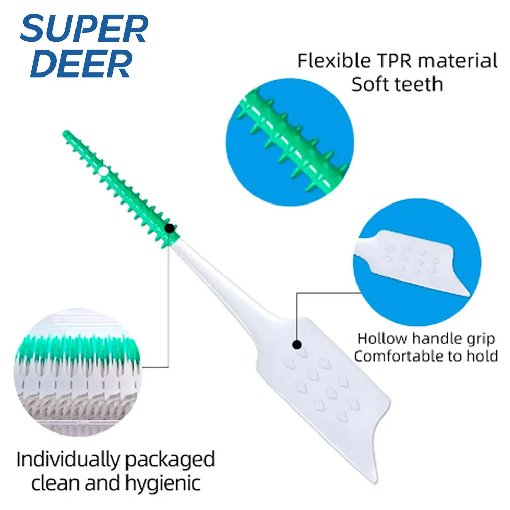 Super Deer 150pcs Silicone Interdental Brushes With Thread Orthodontic Braces Cleaning Brush Dental Toothpicks Between Teeth