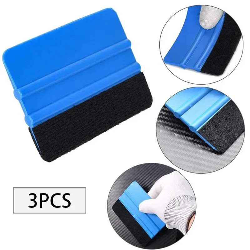 2/3pcs Car Scraper With Felt  Car Stickers Film Install Squeegee Vinyl Carbon Fiber Squeegee Tool Film Wrapping Car Wrap Tools