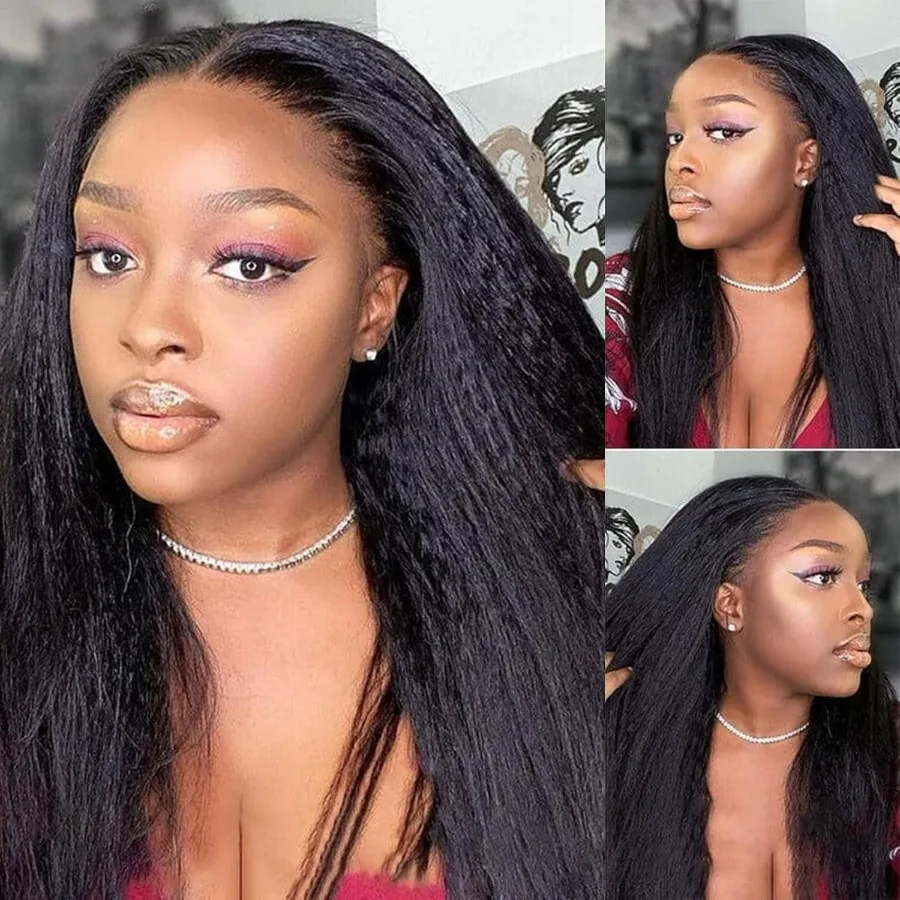 غريب مستقيم الخامس جزء شعر مستعار ترقية U جزء ياكي مستقيم الخامس على شكل الباروكات الاصطناعية ياكي الشعر الطبيعي الأسود لا ترك غلويليس Cl