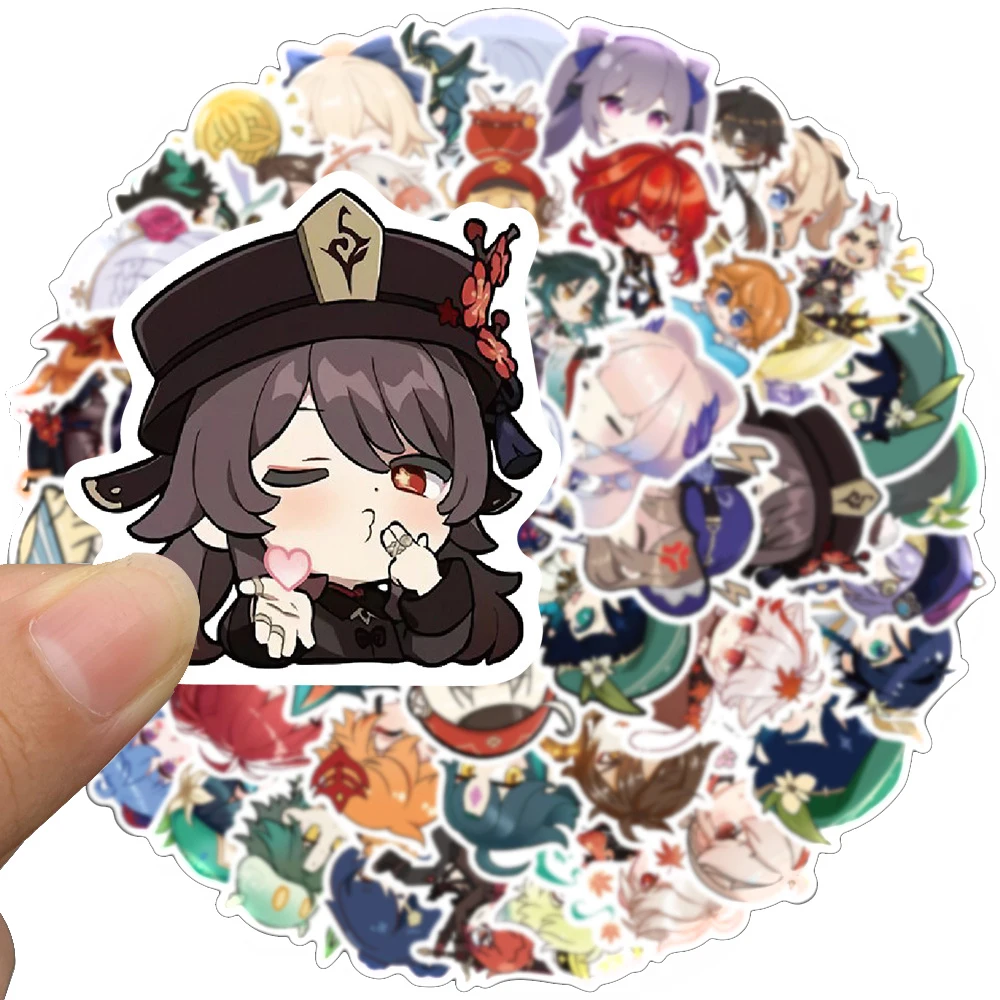 50-Piece Set Of New Game Anime Genshin Impact Exquisite Decal Stickers Lisa Keqingxiao Personalized Graffiti Diy Stickers