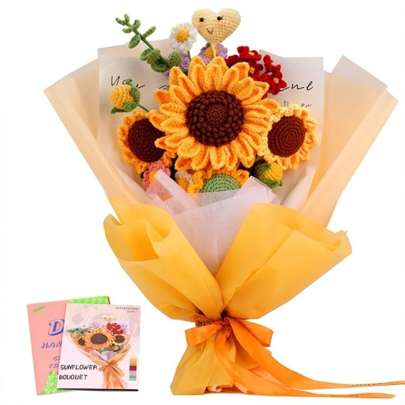 Beginner Crochet Kits DIY Crochet Flower Kits Including Crochet Hook, Yarn, Step-by-Step Instruction for DIY Craft X3UC