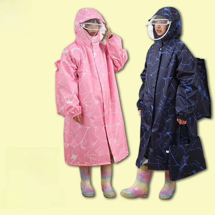 

Новый детский дождевик с двойным козырьком и длинными рукавами, утолщенный, для школьников, из прочного материала, дождевик-пончо для детей