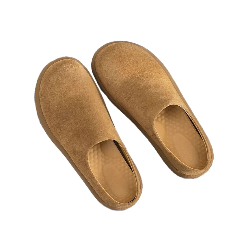 Vintage Closed-Toe Slide Slippers, Autumn & Winter Indoor House Slippers, Slip-On Casual Outdoor Slides