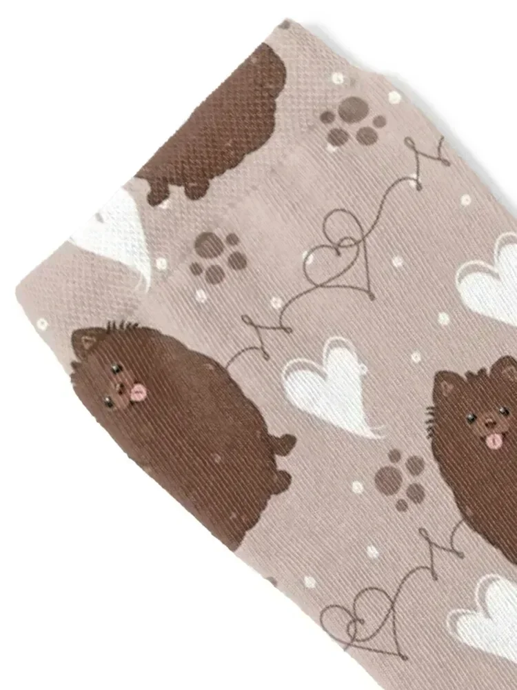 LOVE Chocolate Pomeranian Socks happy Toe sports golf Socks Woman Men's